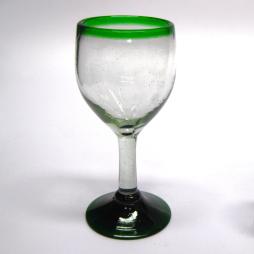  / copas para vino pequeas con borde verde esmeralda, 7 oz, Vidrio Reciclado, Libre de Plomo y Toxinas